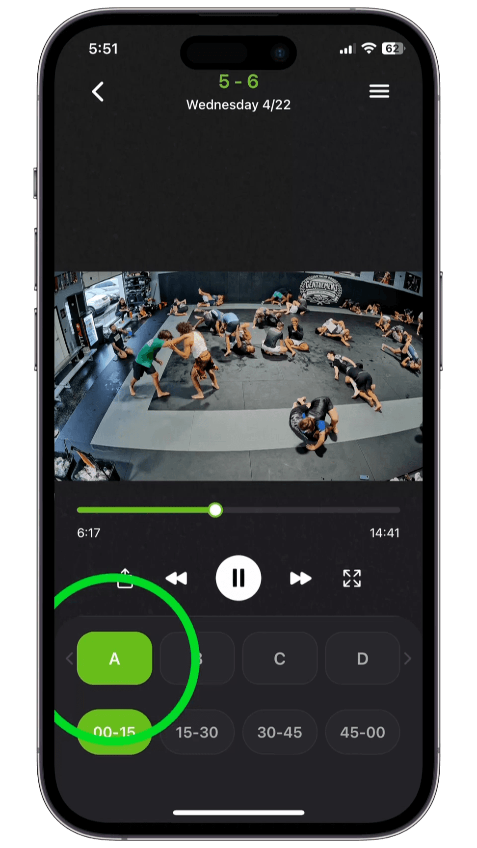 The Neo app playing back a round of training from four camera angles